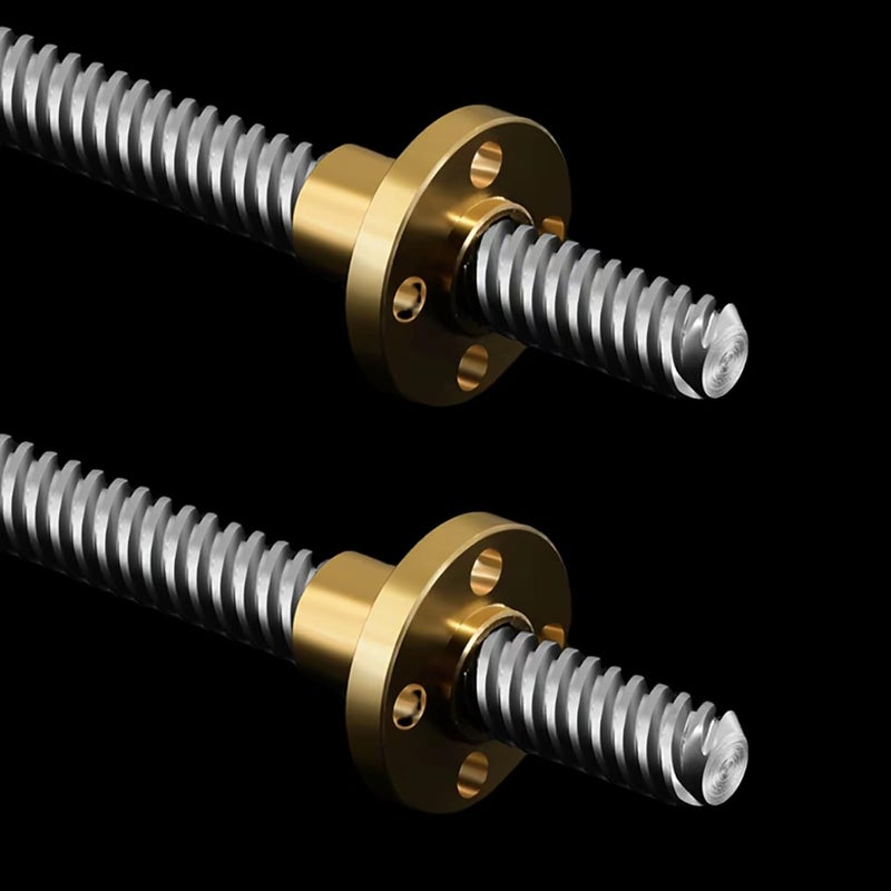 Kwweeoo T8 Lead Screw 500mm / 19.69 inch Length + Brass Nut, T8 8mm Diameter T8 x 8 Tr8 x 8 Thread Screw Pitch 2mm Lead 8mm 4 Starts, 2 Pcs, Used in 3D Printer Z Axis CNC () - Image 1
